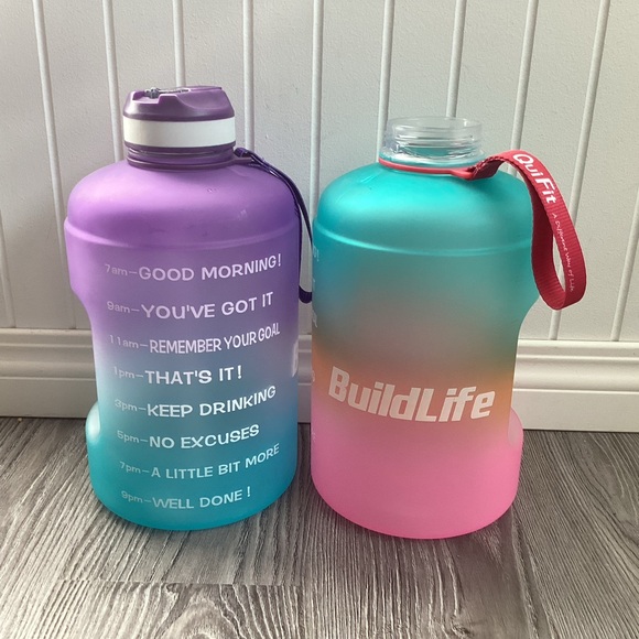 BuildLife 1 Gallon Motivational Water Bottle w/Straw + Extra Bottle (no lid) - Picture 3 of 7